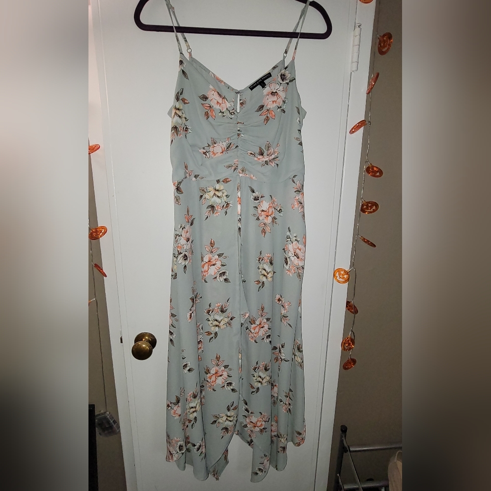Blue floral romper dress size L (runs small)